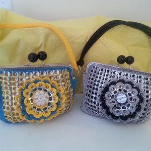 handmade crochet poptab handbag